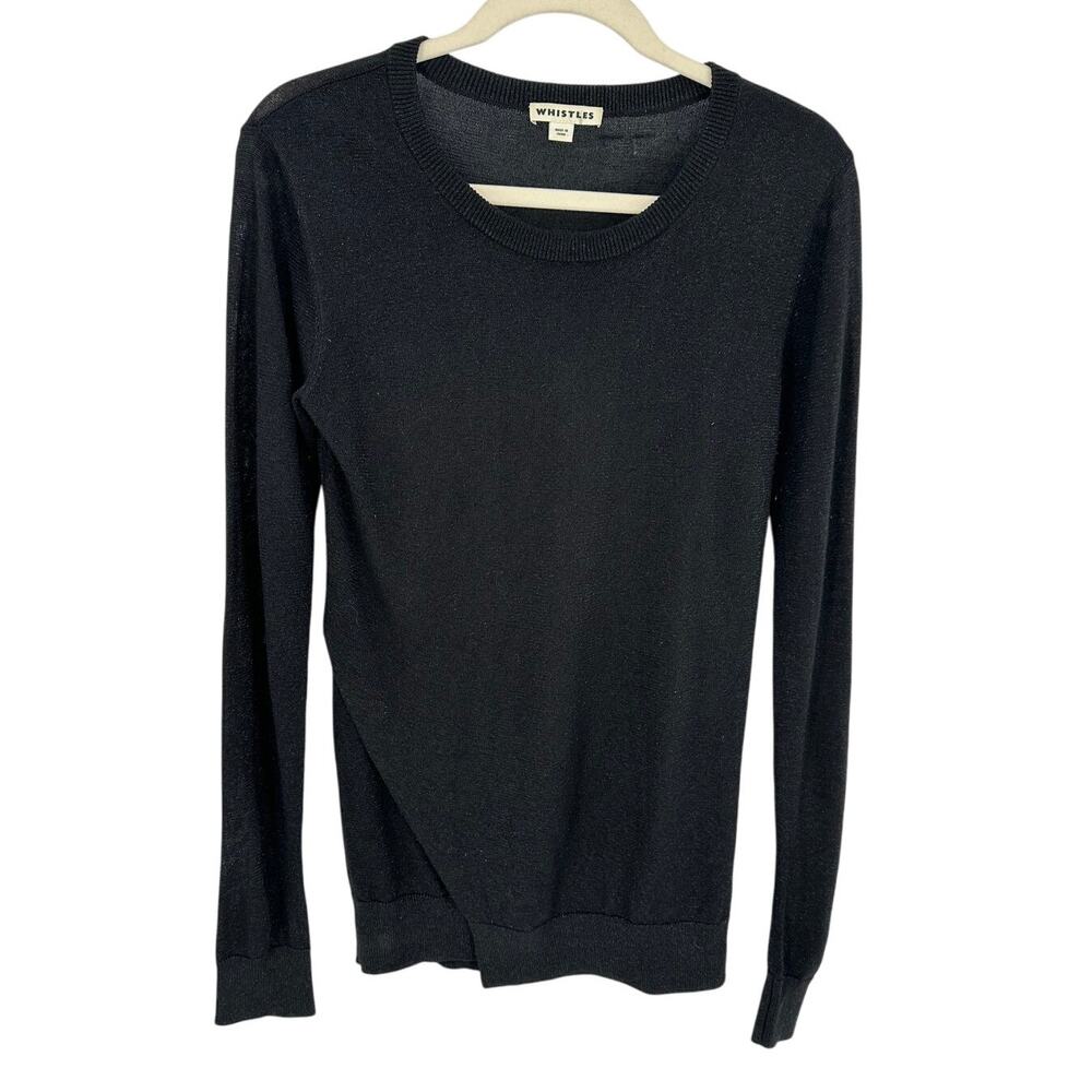 Whistles Black Sparkly Metallic Long Sleeve Crew Neck Sweater Winter Party